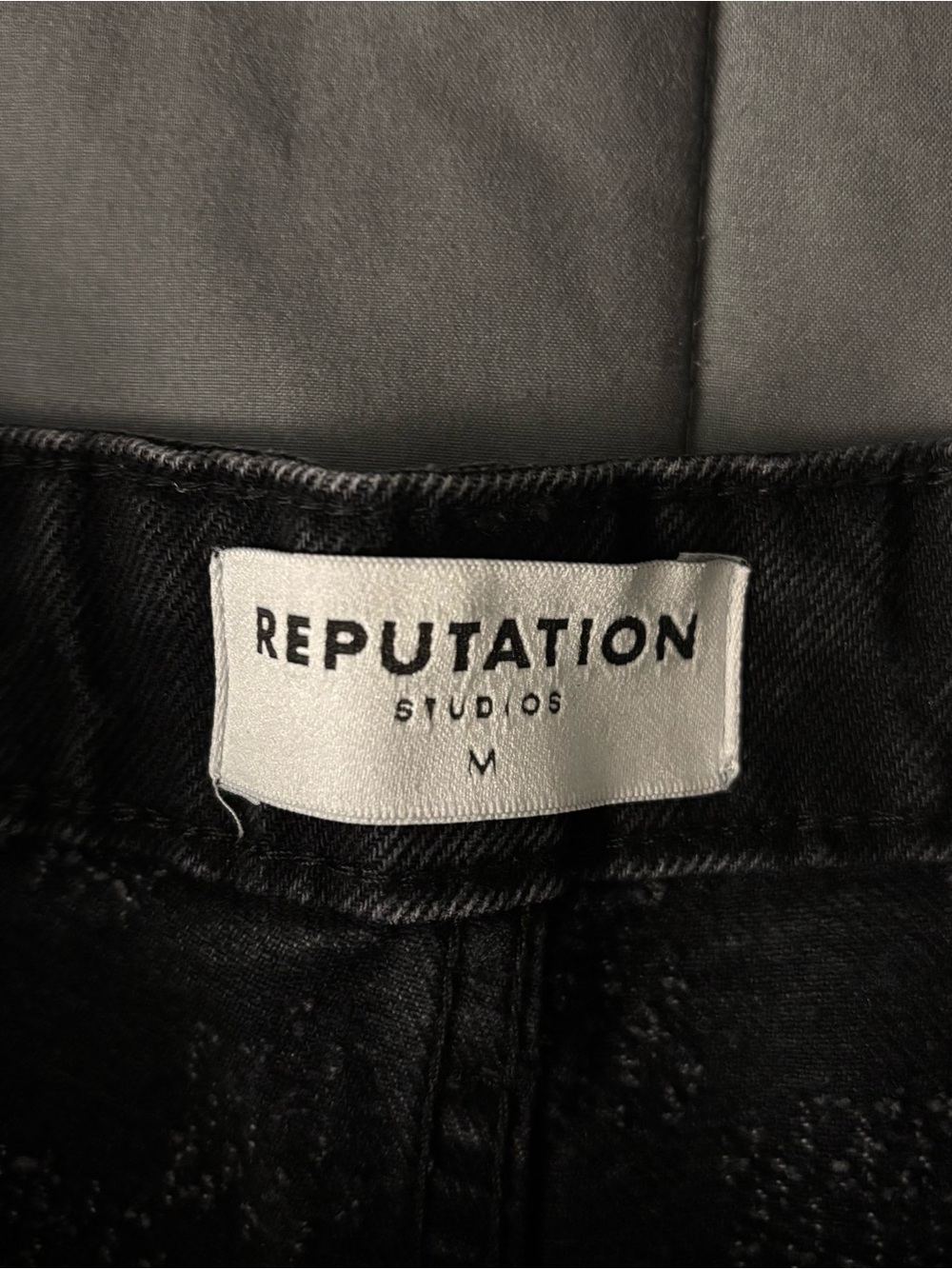 Reputation Studios Washed Black Rhinestone Flare Denim - Picture 7 of 10